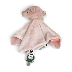 Doudou plat attache-sucette - Pigee - Rose