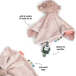 Doudou plat attache-sucette - Pigee - Rose