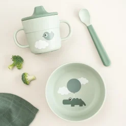 Foodie coffret premier repas ventouse - Happy clouds - Vert