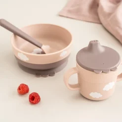 Foodie coffret premier repas ventouse - Happy clouds - Rose