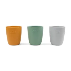 Gobelet silicone lot de 3 - Vert/Moutarde/Gris
