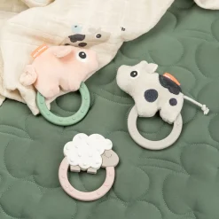 Hochet avec anneau de dentition - Pigee - Multicolore