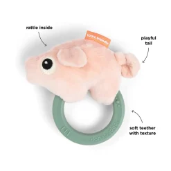 Hochet avec anneau de dentition - Pigee - Multicolore