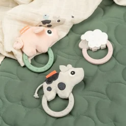 Hochet avec anneau de dentition - Dotti - Sable