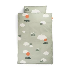 Parure de lit junior - Happy clouds - Vert