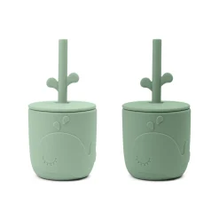 Peekaboo gobelet et paille lot de 2 - Wally - Vert
