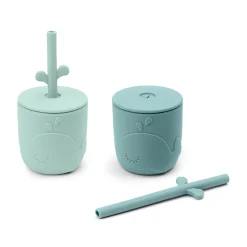 Peekaboo gobelet et paille lot de 2 - Wally - Bleu