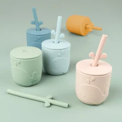 Peekaboo gobelet et paille lot de 2 - Wally - Bleu