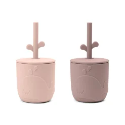 Peekaboo gobelet et paille lot de 2 - Wally - Rose