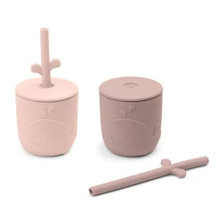 Peekaboo gobelet et paille lot de 2 - Wally - Rose