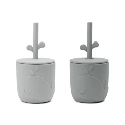 Peekaboo gobelet et paille lot de 2 - Wally - Gris