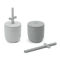 Peekaboo gobelet et paille lot de 2 - Wally - Gris