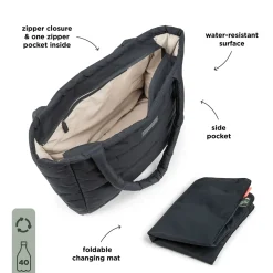 sac à langer langer fourre-tout matelassé - Noir